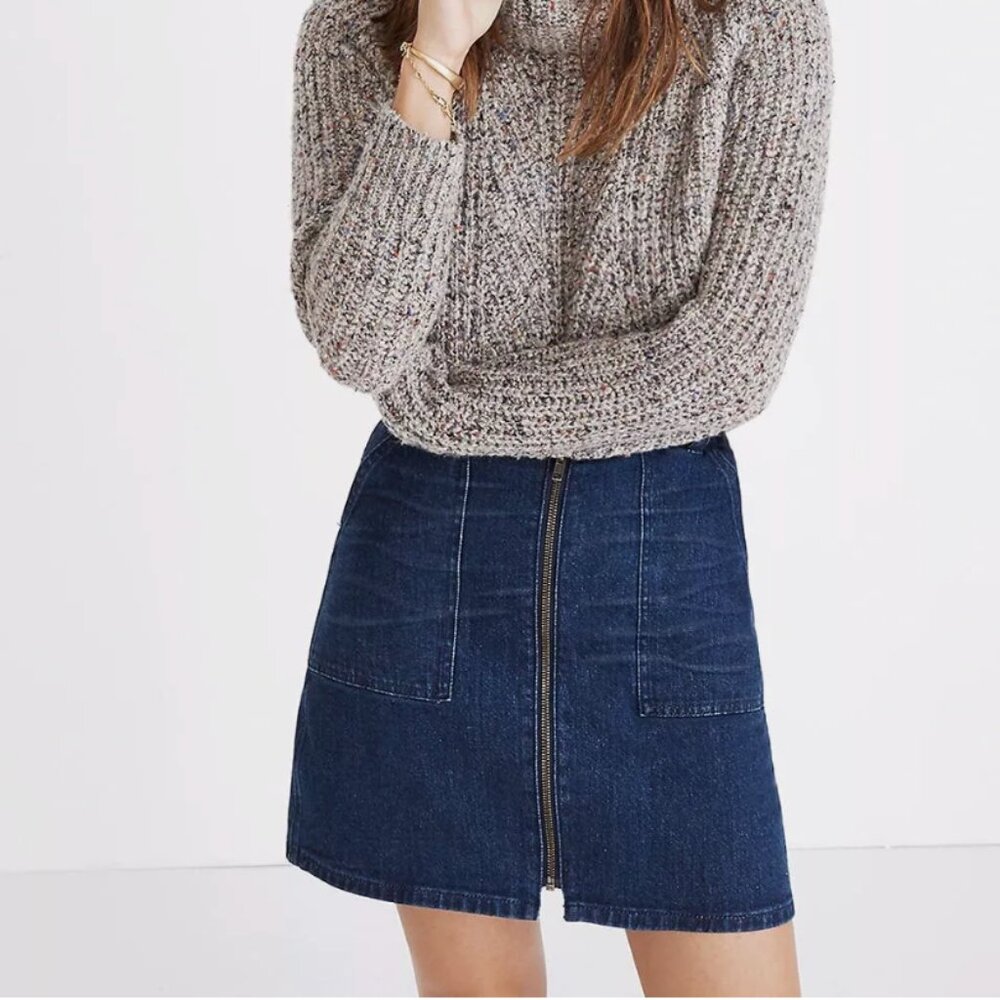 Madewell Blue Denim Jean Utility Zipper Zip-up Zip Front Mini Skirt in Size 27